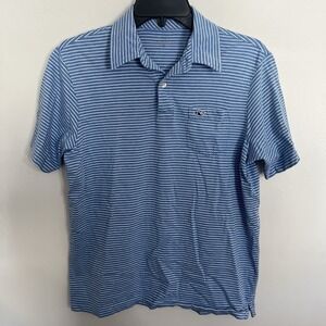 Vineyard Vines Boys Blue & White Short Slerve Polo Shirt Size XL (18)